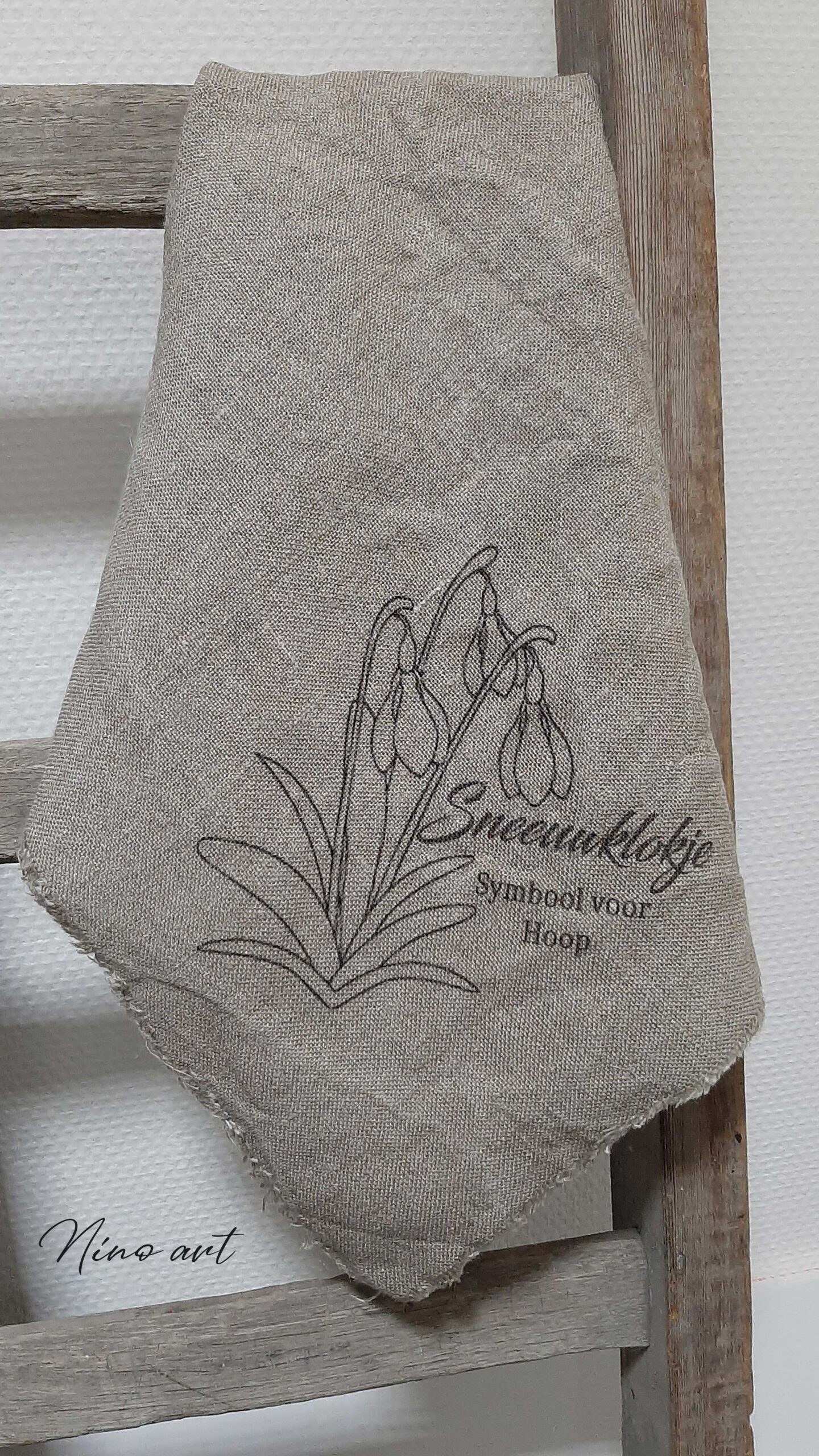 6-sneeuwklokje B Shabby doek sneeuwklokje - Afbeelding 1