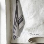 Theedoek linnen zwarte streep