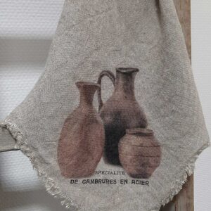 Gekleurde Shabby doek 30x45cm Houten potten