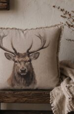 Shabby reindeer pillow