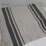 Tafelloper linnen zwarte streep lang