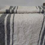 Tafelloper linnen zwarte streep kort