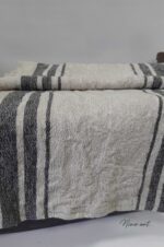 Tafelloper linnen zwarte streep kort