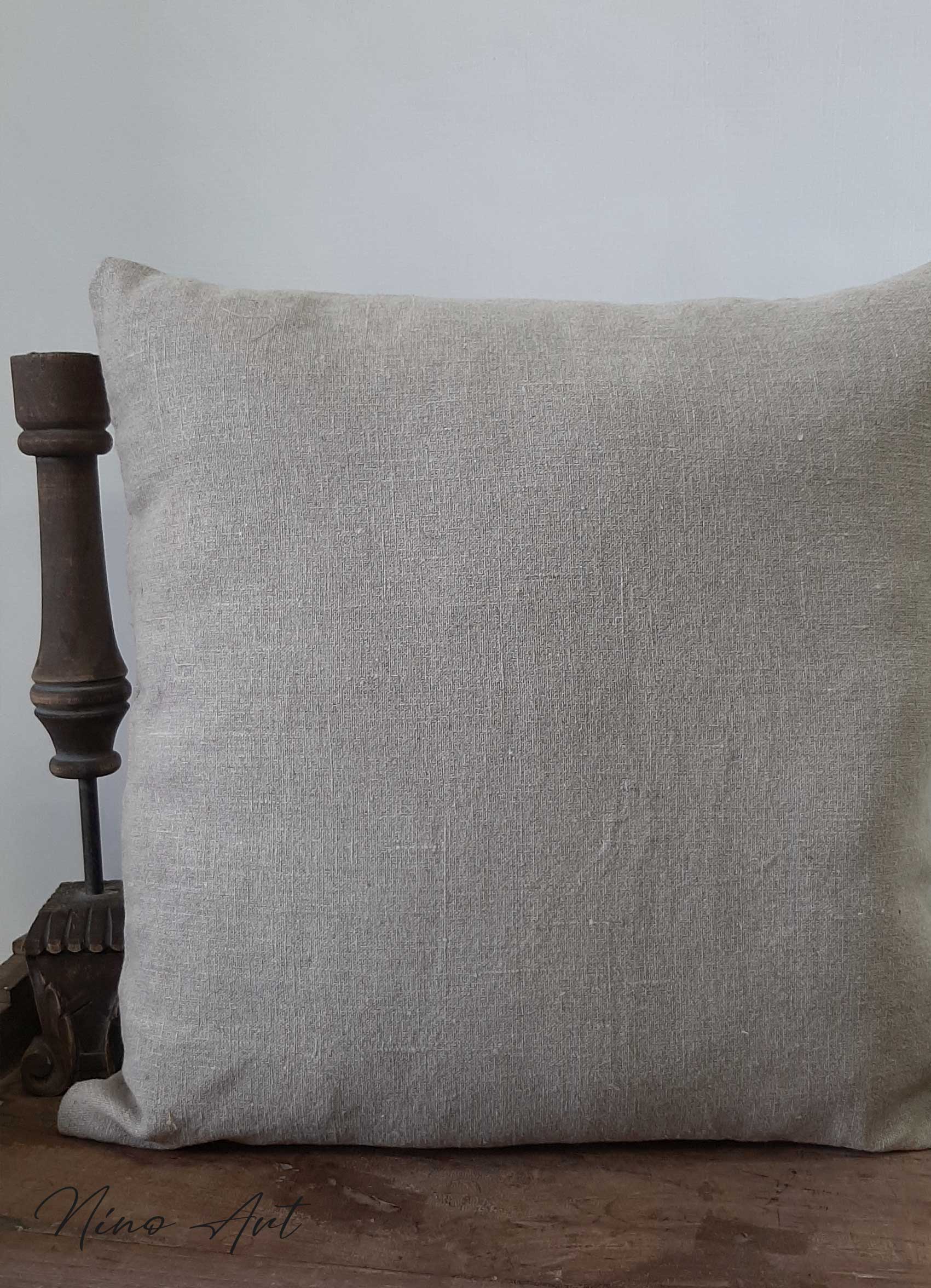 kussen-robuust-linnen Sier kussen robuust linnen met rits - Afbeelding 1