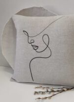 Linnen gemeleerde kussen minimalistisch bedrukt Lady