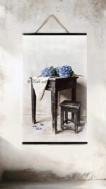 L38B de antieke tafel met blauwe hortensia XL - Afbeelding 2