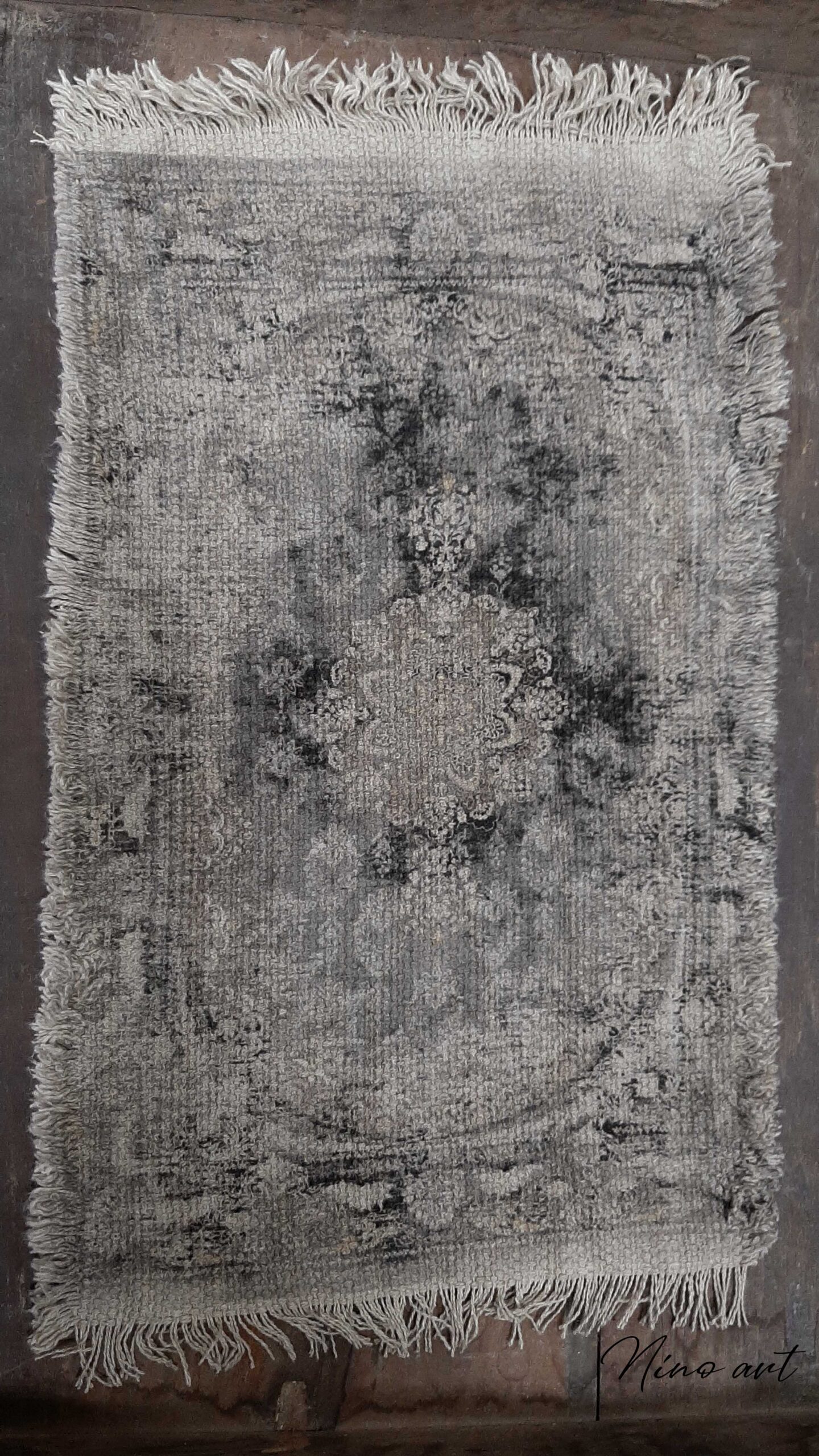 kelim-kleedje-zwart-grijs Sierkleedje grijs/zwart - Afbeelding 1