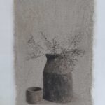 Wanddoek Houten pot en potje