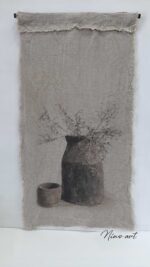 Wanddoek Houten pot en potje