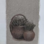 Wanddoek de Mand en de pot tijm