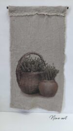 Wanddoek de Mand en de pot tijm