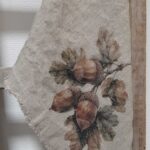 h Gekleurde shabby doek Herfst eikeltjes