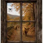 X10 Tuinposter raam Herfst hooglanders