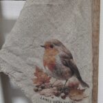 h Gekleurde shabby doek Herfst roodborstje