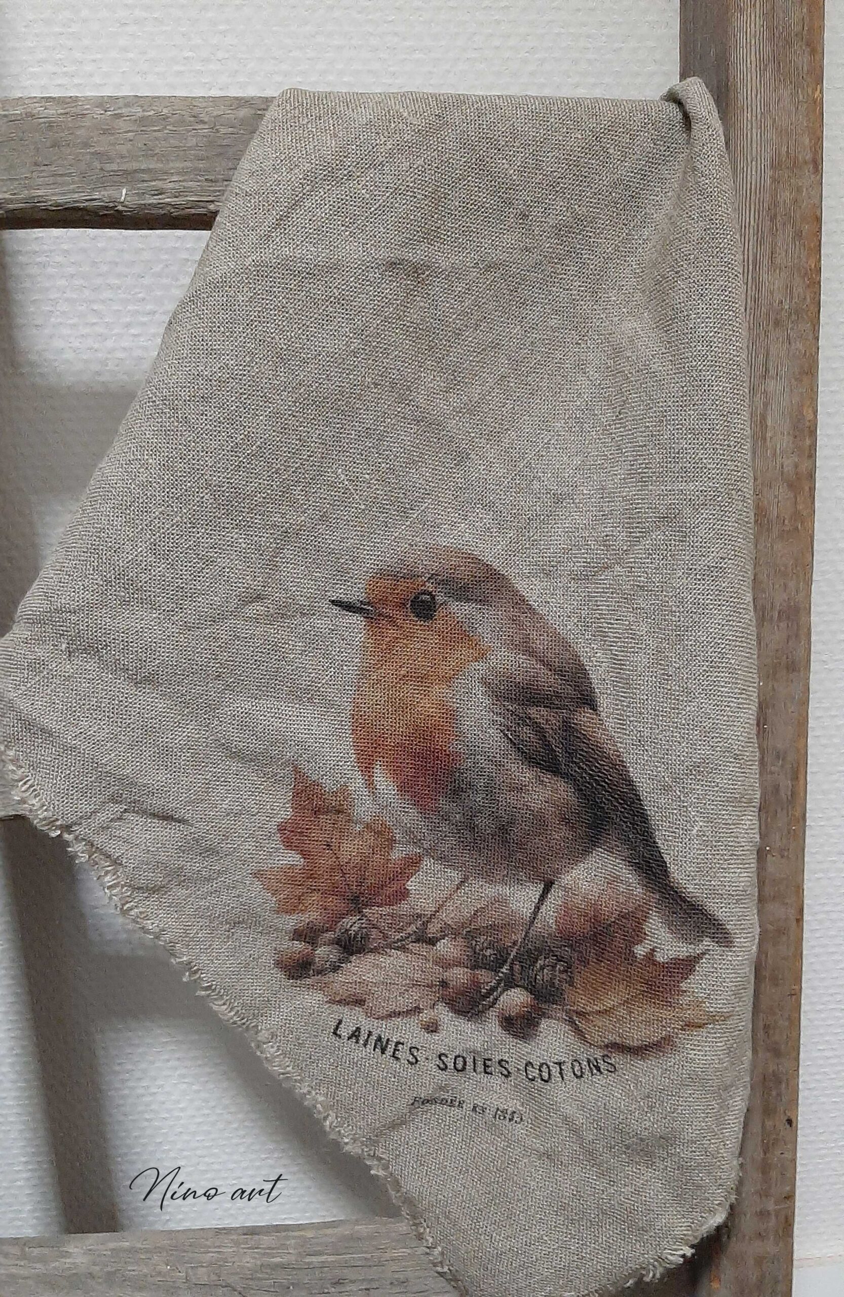 herfst-roodborstje-a h Gekleurde shabby doek Herfst roodborstje – Bild 1