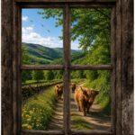 X12 Tuinposter Zomer raam Hooglanders