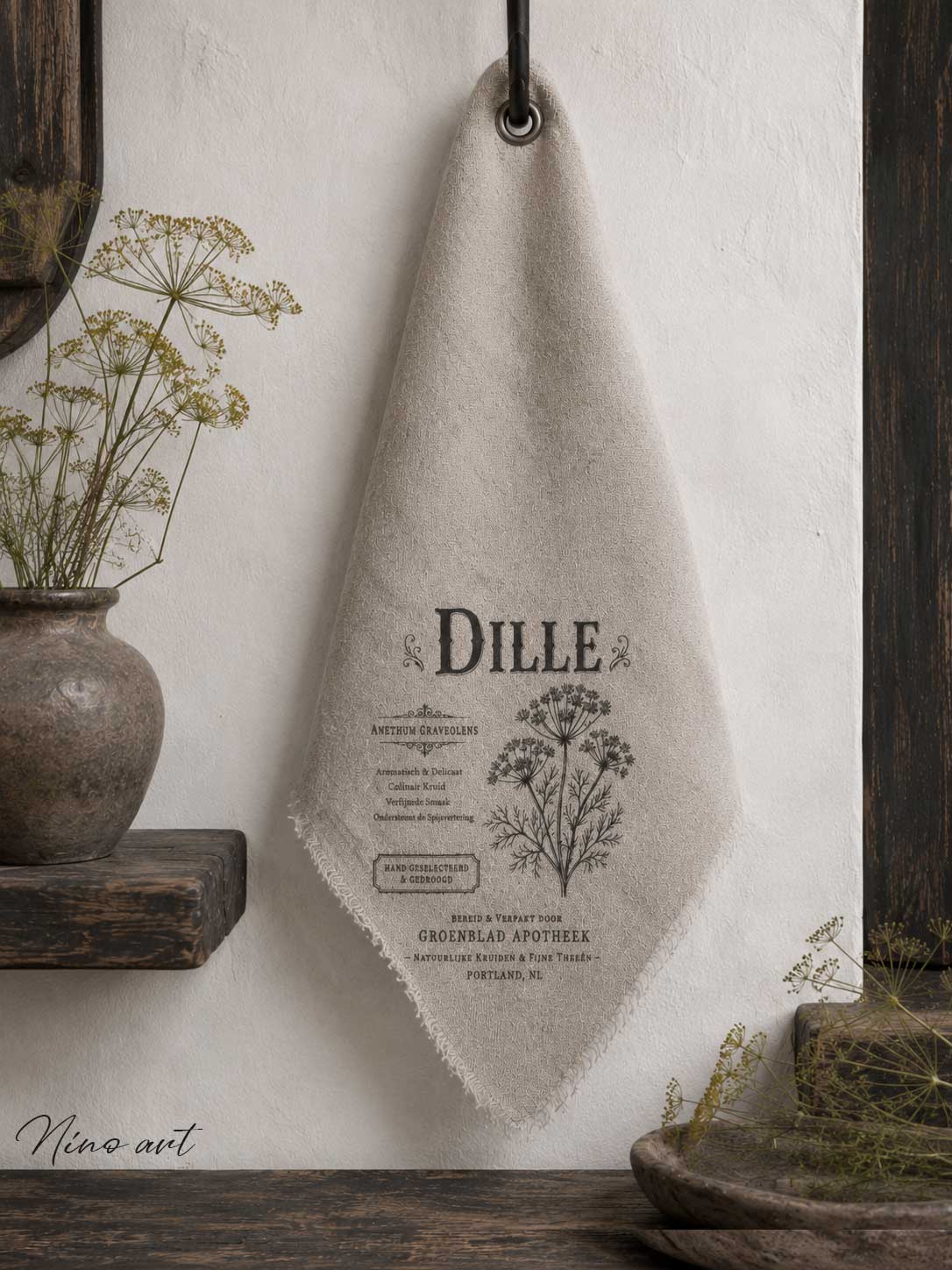 1-dille-a K shabby doek keukenkruiden Dille - Afbeelding 1