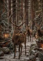 Winterposter de drie Rendieren