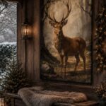 Winterposter het Rendier in het bos