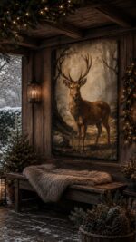 Winterposter het Rendier in het bos