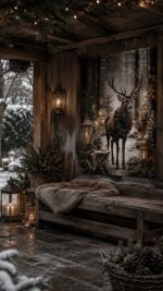 Winterposter Rendier met krans – Bild 2