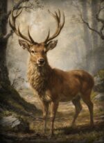 Winterposter het Rendier in het bos – Image 2