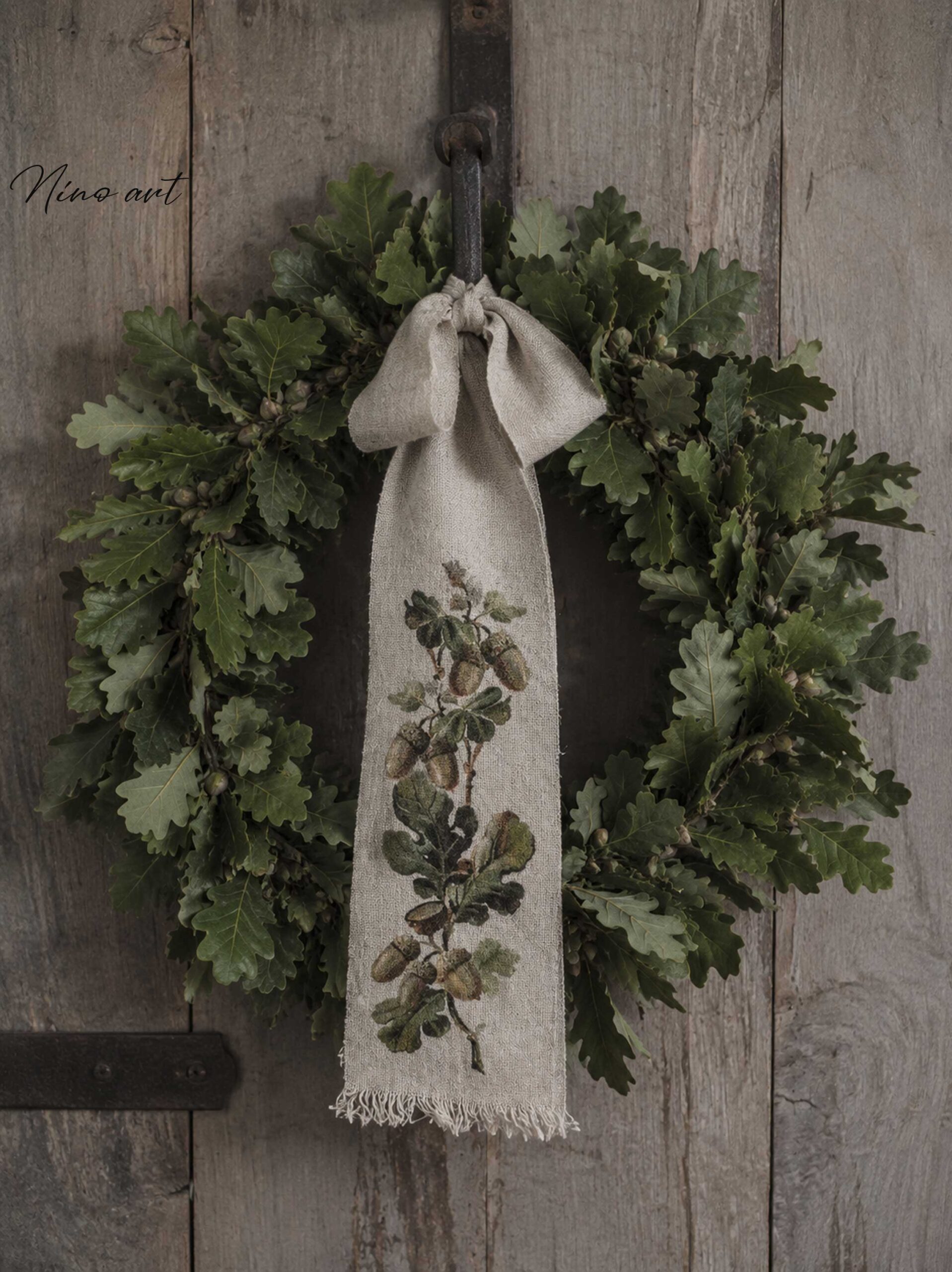 lint-eikeltjes-a Shabby linnen Lint Herfst eikeltjes - Afbeelding 1