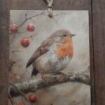 Deco bordje Herfst roodborstje
