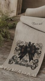 Shabby linnen lint met kerstgroet - Afbeelding 3