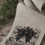 Shabby linnen lint met kerstgroet