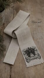 Shabby linnen lint met kerstgroet - Afbeelding 2