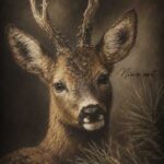 Winterposter Rendier close up