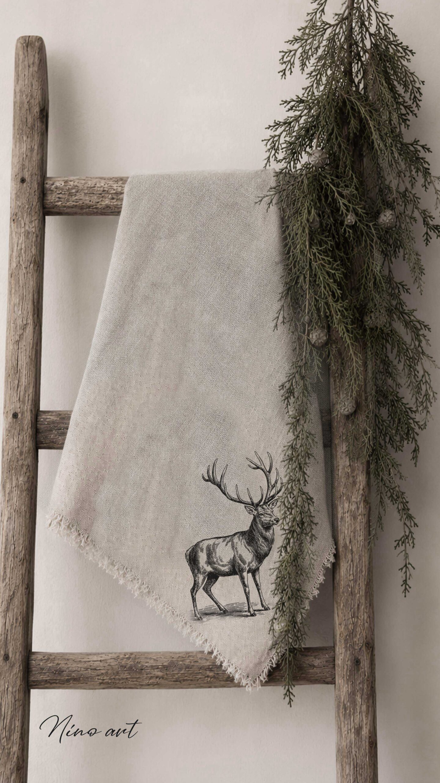 2-rendier-geheel Shabby doek Rendier zwart - Image 1