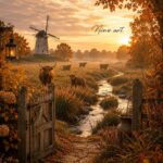C21 tuinposter Hooglander molen herfst