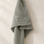 Sierdoek naturel/groen gestreept
