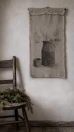 Wall hanging wooden pot and pot