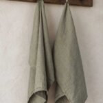 Theedoek linnen oud groen