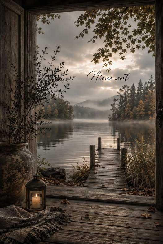 herfst-aan-het-water C227 tuinposter Herfst aan het water - Afbeelding 1